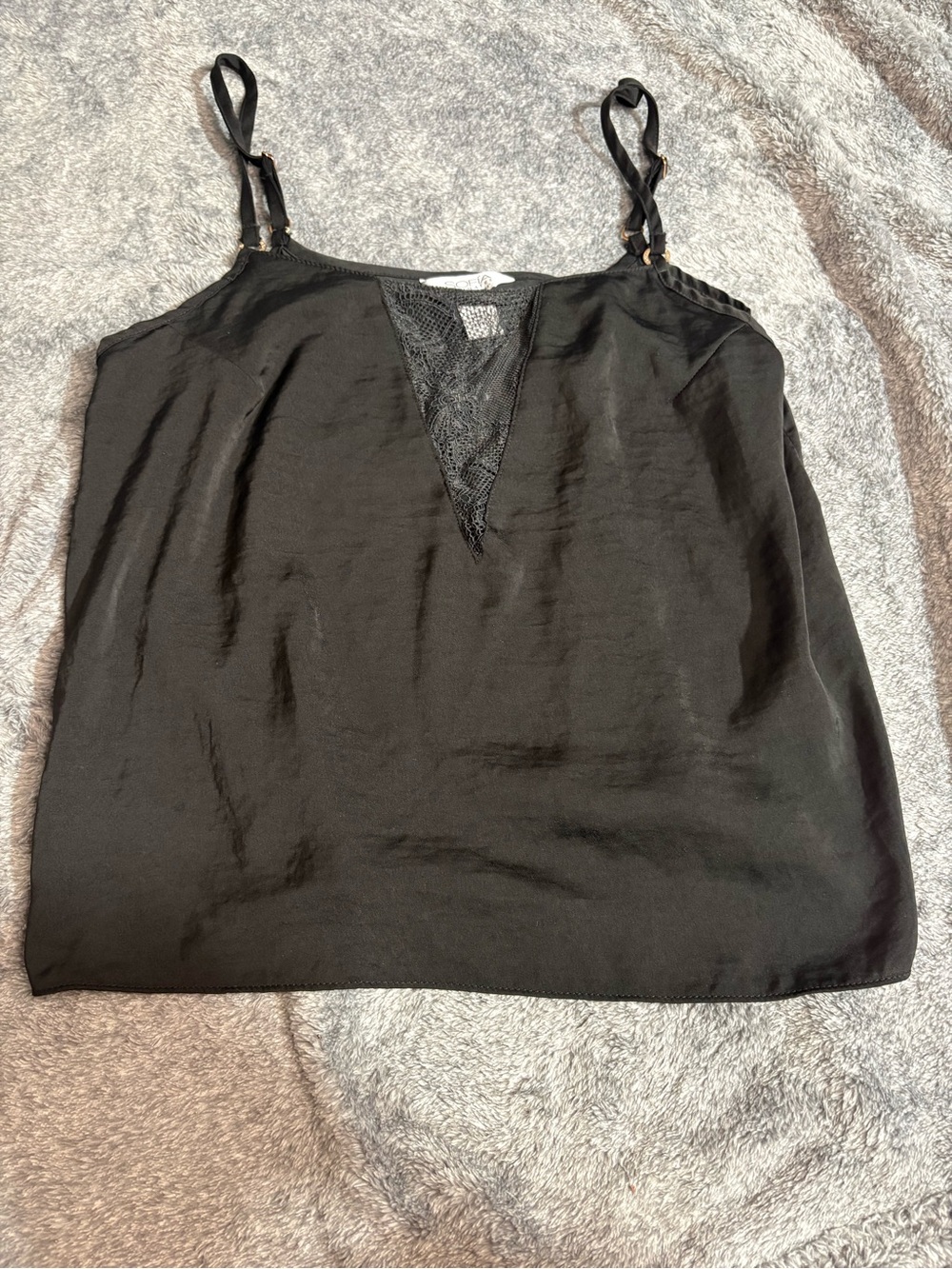 sofia by sofia vergara Black Lace-Trim Satin Cami